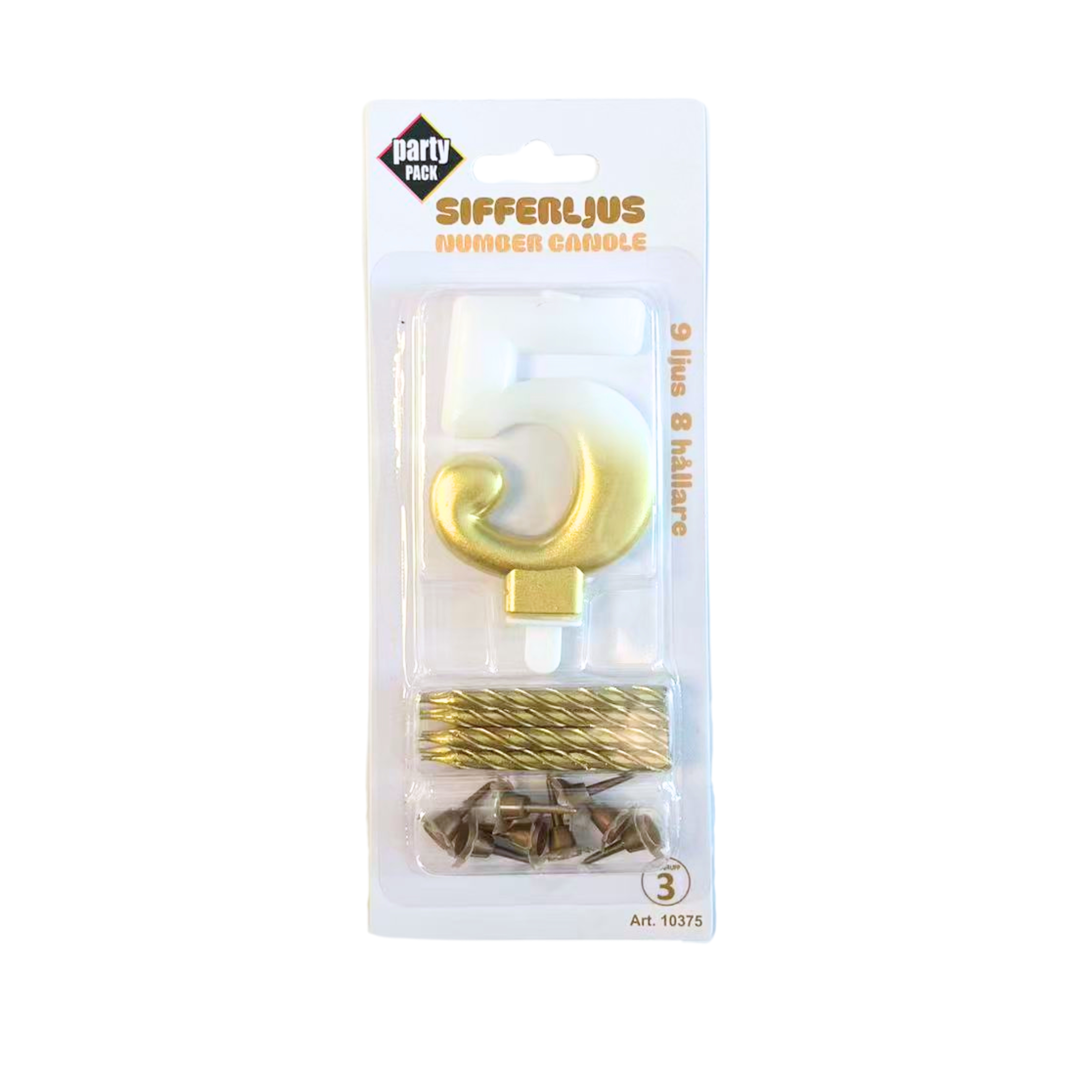 Sifferljus Vit/Guld nr.5